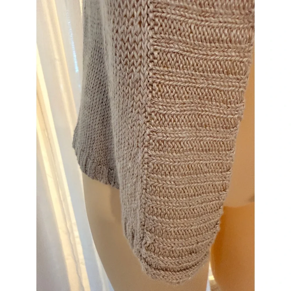 Eileen Fisher Hemp Knit Short Sleeve Open Front Cardigan Sz M Beige Tan - Picture 10 of 13